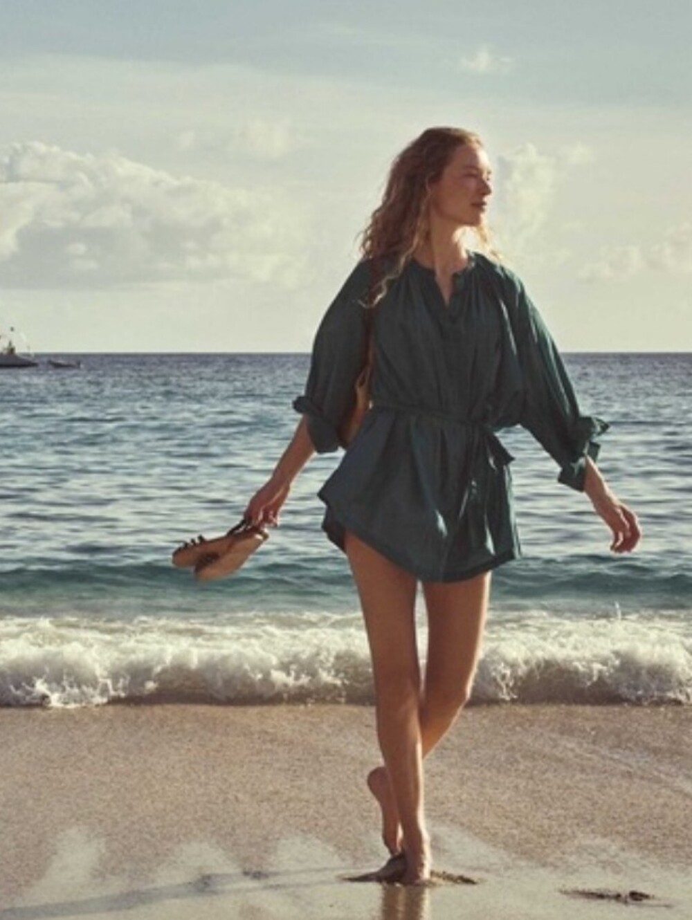 DÔEN Jo Dress in Dusty Teal - XS